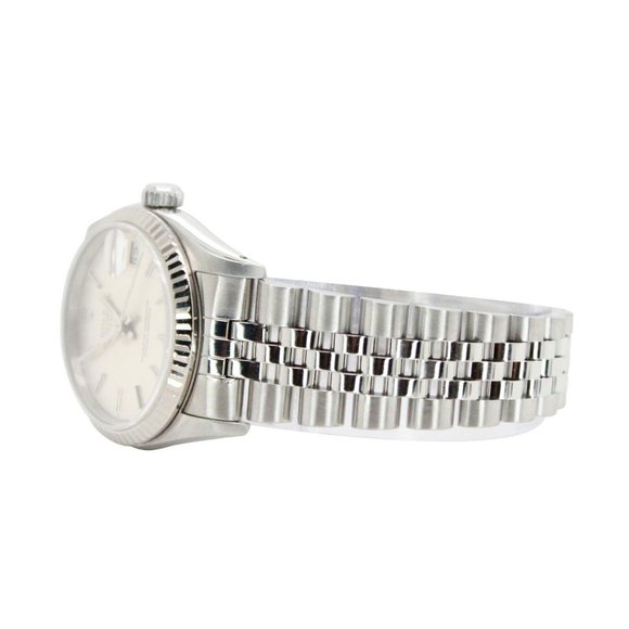 ROLEX DATEJUST MID-SIZE WATCH SILVER INDEX DIAL 18KW&STEEL FLUTED JUBILEE 68274 - Picture 3 of 9